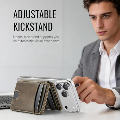 for Magsafe Wallet Magnetic RFID Blocking Card Holders, Retro Brown - color: Retro Brown