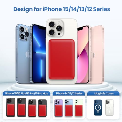 Magnetic Portable Charger 10800mah for Magsafe Battery Pack, Wireless Power Bank with PD Fast Charging,Travel Essential Phone Battery Charger for iPhone 17/16/15/14/13/12 Series-Red - color: Red