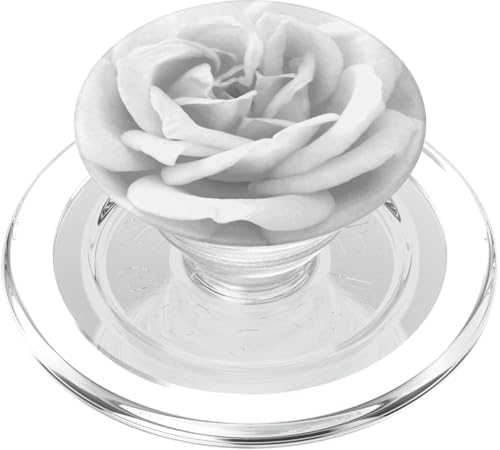 White Rose Flower, Vibrant Floral Design PopSockets PopGrip: Swappable Grip for Phones & Tablets PopSockets PopGrip for MagSafe - style: Magnetic PopGrip