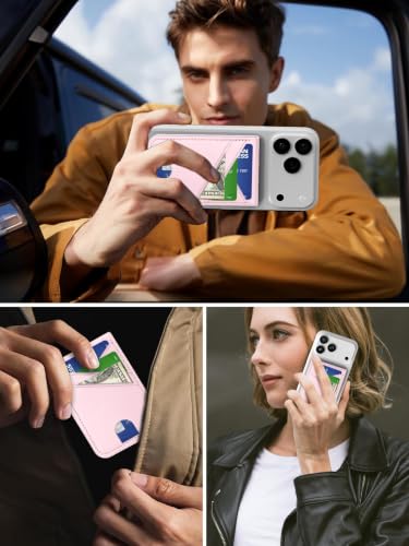 for MagSafe Wallet Magnetic iPhone Card Holder with Adjustable Stand, Pink - color: Pink