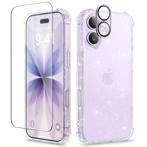 GVIEWIN for iPhone 17 Case Floral, Slim Clear Non-Yellowing | Shockproof Protective, Screen Protector+Camera Lens Protector, Women Phone Case for iPhone 17 6.3", Twinkle Clear - color: Twinkle Clear