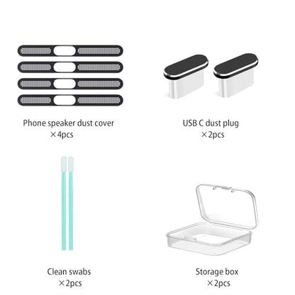 USB C Dust Plug, USB C Port Cover, USB C Plug Cover with Speaker Protector Dust Cover Compatible with iPhone 17 (Black)