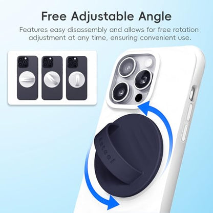 Anteel Magnetic Cellphone Grip Holder, Liquid Silicone Comfy and Portable, Removable Finger Loop Ring Holder for iPhone, Magnetic Loop for Magsafe Phone Case, Patent Pending (White) - color: White