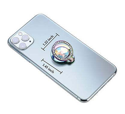 Iridescent Glitter Bling Bling Phone Ring Holder,Rainbow Sparkle Phone Ring Artificial Diamond Stand,Teal Rhinestone Cell Phone Finger Ring