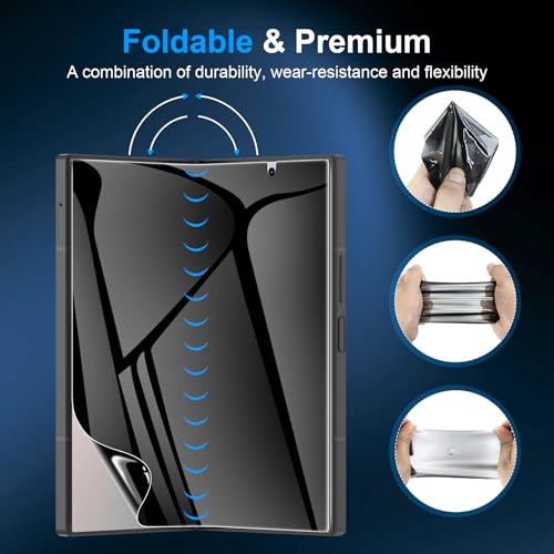 LYWHL 2 Pack Z Fold 7 Privacy Screen Protector, Anti-Spy Private Flexible Inner Film [Non-Glass] for Samsung Galaxy Z Fold 7, Full Coverage, Case Friendly, Bubble Free, Anti-Scratch, Self-Healing - size: Samsung Galaxy Z Fold 7