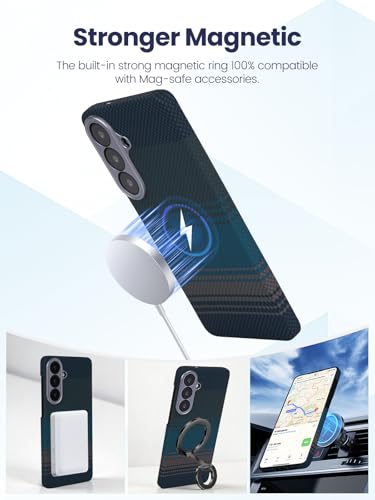 Magnetic Ultra Thin 600D Aramid Fiber Case for Samsung Galaxy S26 Plus | Woven Aramid Fiber, ultra-thin Caseless Feel, compatible with MagSafe,wireless charging friendly, slim fit,Sunrise Blue - color: Sunrise Blue