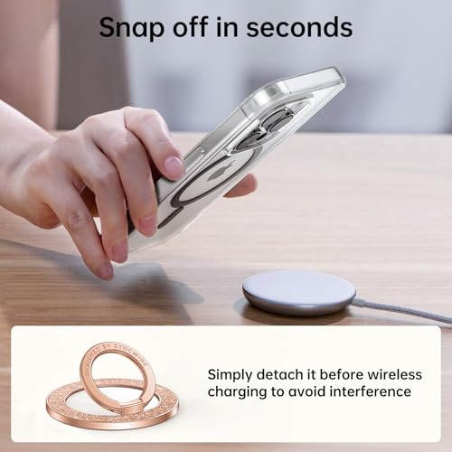 Syncwire Magnetic Phone Grip for MagSafe,Sparkle Ring Holder,Glitter Silver - color: Rose Gold
