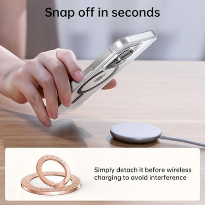 Syncwire Magnetic Phone Grip for MagSafe,Sparkle Ring Holder,Glitter Silver - color: Rose Gold