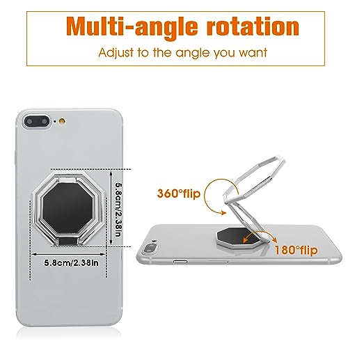 cobee Cell Phone Ring Holder Finger Kickstand, 360° Rotation Metal Cellphone Back Grip Foldable Cell Phone Stand Adjustable Phone Holder Compatible with Most Smartphones(Silver) - color: Silver