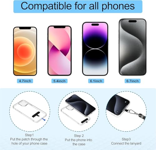 takyu Cell Phone Lanyard, Crossbody Phone Lanyard 1 Pack Adjustable Neck Strap and 1 Pcs Phone Wrist Strap with 2x Phone Tether Patches for Most Smartphones-Black - color: Black X1