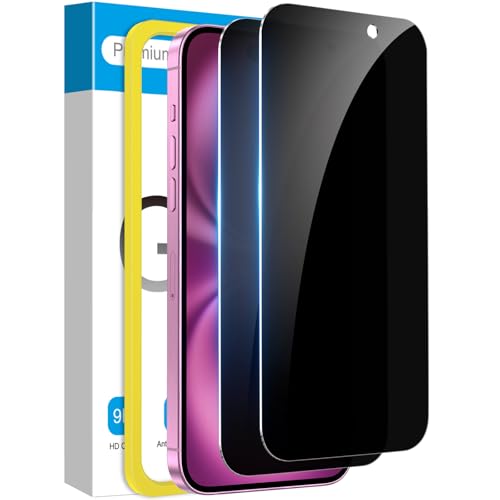 Fotbor 2 Pack Compatible for iPhone 15/iPhone 16 Privacy Screen Protector, Anti Spy Private Case Friendly Anti-Scratch 9H Hardness Tempered Glass - size: iPhone 15/16 - 6.7 inch