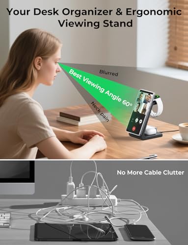 Magnetic Wireless Charger for Samsung, 3 in 1 Mag-Safe Charging Station for Galaxy Watch Ultra/8/7/6, Galaxy Watch Charger, Mag-Safe Charger for S26 Ultra S25 S24 S23 S22/ Z Fold7/ Flip7, Galaxy Buds
