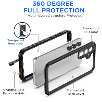 AICase for Samsung Galaxy S25 Case Waterproof, Clear Water Proof Shockproof Snowproof Dustproof Full Body Rugged Transparent Underwater Phone Case for Galaxy S25 Built-in Screen Protector - size: Galaxy S25