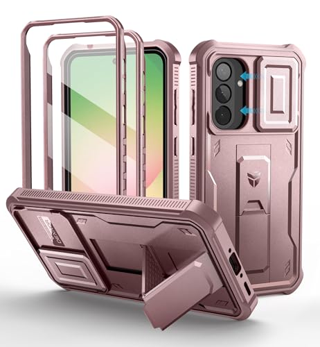 Dexnor for Samsung Galaxy A56-5G Case, [2 Front Frame] [Built-in Magnetic Slide Camera Cover & Kickstand] Heavy Duty Protection Shockproof Phone Case with Screen Protector, 6.7 inch Peony Pink - color: Peony Pink, size: Samsung A56 5G