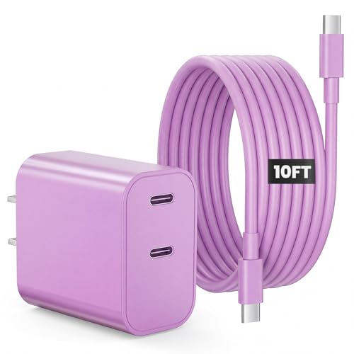 iPhone 18 17 16 15 Charger Fast Charging, 20W Dual Port USB C Charger Block - color: Purple