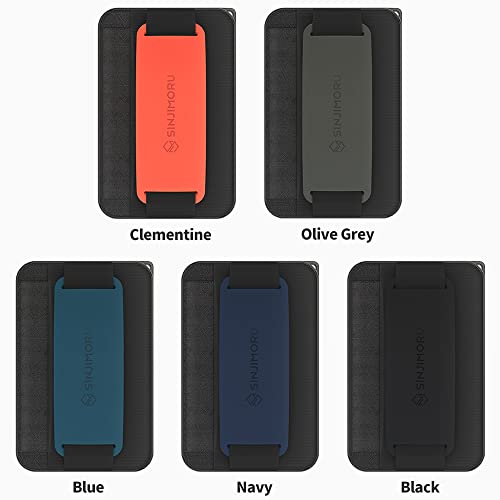 Sinjimoru 3 in 1 Magnetic Card Holder, Magnetic Wallet for MagSafe as Cell Phone Wallet Stick On with Phone Grip Holder & Mobile Phone Kickstand iPhone 12 13 & iPhone 14 Series. M-BGrip Navy | M-BGRIP, fits iPhone 16-12, 2600g magnetic strength, 2-3 cards