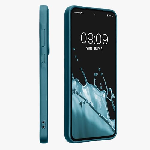 kwmobile Case Compatible with Samsung Galaxy A55 5G Case - Soft Slim Metallic TPU Silicone Cover - Metallic Caribbean Blue - color: Metallic Caribbean Blue, size: Galaxy A55 5G