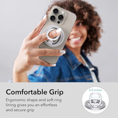 ESR Magnetic Phone Ring Holder, Compatible with MagSafe Ring Holder, Magnetic Phone Grip with Adjustable Stand, Compatible with MagSafe Phone Grip, for iPhone 16/15/14/13/12, S25, Rhinestone Silver - color: Rhinestone Silver