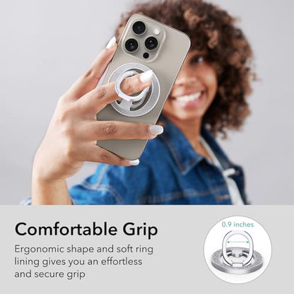 ESR Magnetic Phone Ring Holder, Compatible with MagSafe Ring Holder, Magnetic Phone Grip with Adjustable Stand, Compatible with MagSafe Phone Grip, for iPhone 16/15/14/13/12, S25, Rhinestone Silver - color: Rhinestone Silver