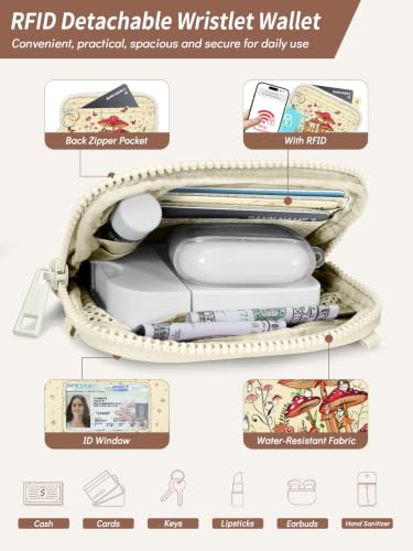 Clip and Go Strap for Phone with Wallet Crossbody Lanyard Mushroom - color: Mushroom