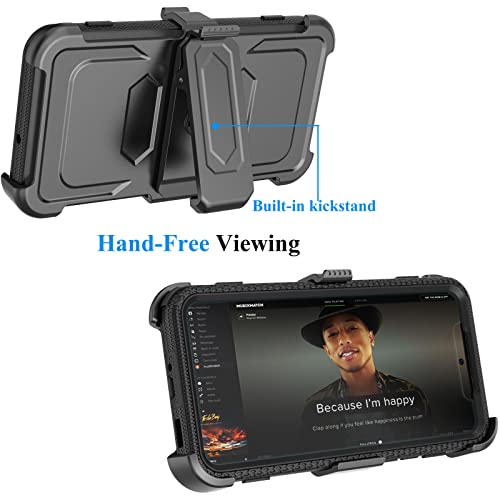 Njjex Rugged Case for Samsung Galaxy S22 Plus, for Galaxy S22 Plus Case, [Nbeck] Heavy Duty Built-in Screen Protector Locking Swivel Holster Belt Clip Kickstand Hard Cover for Samsung S22+ [Black]