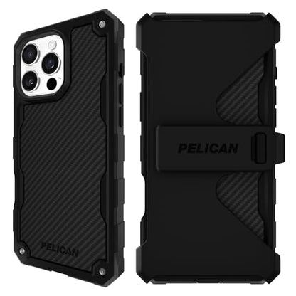 Pelican Shield iPhone 16 Pro Max Case - Rugged MagSafe Phone Case - Carbon | Magnetic Phone Case w/21ft Military Grade Drop Protection - Phone Cover w/ Belt Clip Holster Kickstand for iPhone 16 Pro Max - color: Carbon