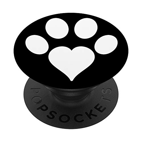 Cell Phone Button Pop Out Holder Dog Paw Print White Heart PopSockets PopGrip: Swappable Grip for Phones & Tablets