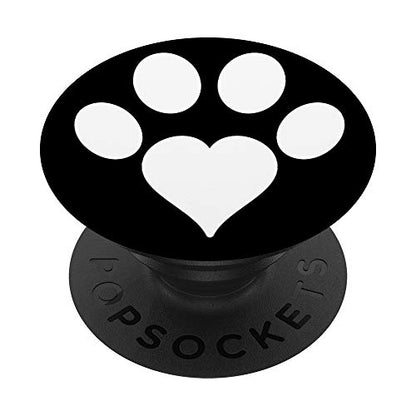 Cell Phone Button Pop Out Holder Dog Paw Print White Heart PopSockets PopGrip: Swappable Grip for Phones & Tablets