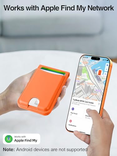 TopMade for MagSafe Wallet Works with Find My, Strongest Magnetic Wallet - color: Orange