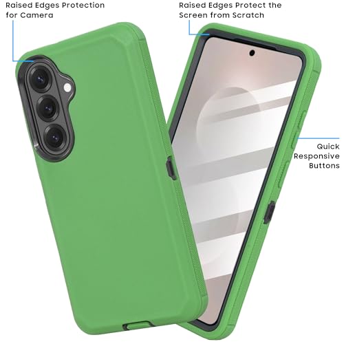 Compatible for Samsung S26 Rugged Case with Belt Clip Holster & Built-in Screen Protector, Heavy-Duty Full-Body Shockproof Cover, Military-Grade Protective Phone Case (Green) - color: Green