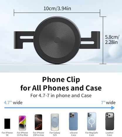 TONEOF Phone Clamp for Magnet with Metal Ring Phone Mount for Magsafe Stand - color: Black