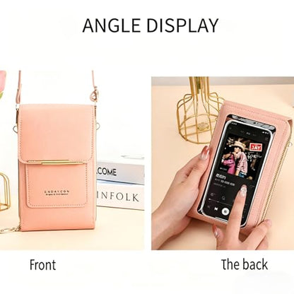 Touchscreen Phone Crossbody Bags for Women,Anti-Theft PU Leather Messenger Bag,RFID Blocking Small Mobile Phone Purse Wallet - color: Green