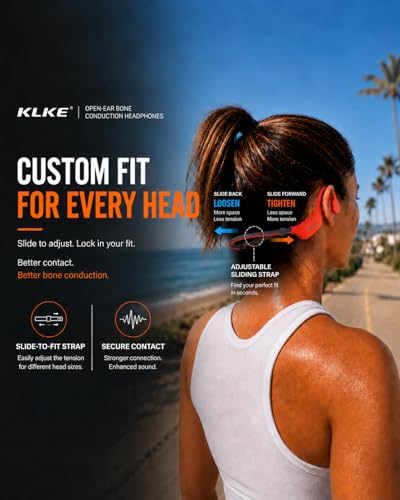 Bone Conduction Headphones for Running with mic and Rear Safety Light - color: KLKE-Orange