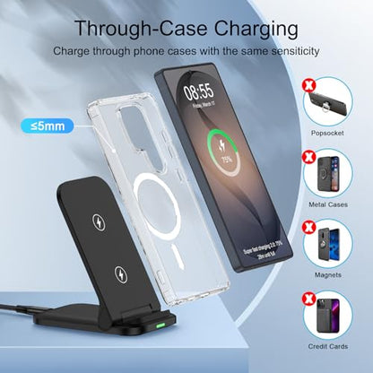 Wireless Charger for Samsung S26 Ultra Wireless Fast Charging Stand Station - color: Black