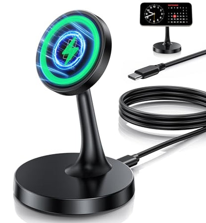 Magnetic Wireless Charger iPhone Stand 15W Fast Mag-Safe Charger for iPhone 17/17 Pro/17 Air/17 Pro Max 16/15/14/13/12 Series Apple Magnet Wireless Charging Station/Pad for AirPods - color: 1Pack Black