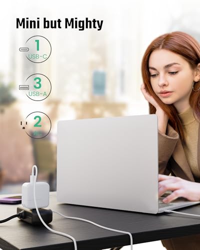 SUPERDANNY Mini Surge Protector, 2 Wide-Spaced Outlets Power Strip with USB - color: Black, size: 9.8ft