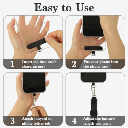 Phone Lanyard Crossbody & Neck, Adjustable Cell Phone Wrist Strap - color: Black