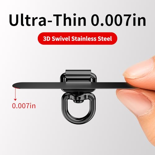 saxsion Phone Tether Tab & Lanyard Tab, 360° Swivel Clip - Ultra Thin Stainless Steel Universal Patch for All Phone Cases - color: Black*2