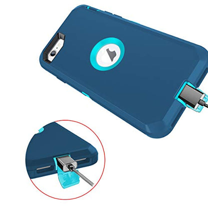 I-HONVA for iPhone SE 2022/2020 Case Built-in Screen Protector Shockproof Dust/Drop Proof 3 in 1 Full Body Rugged Heavy Duty Cover for Apple iPhone SE 3rd/2nd Gen 4.7,Turquoise - color: Turquoise/Blue