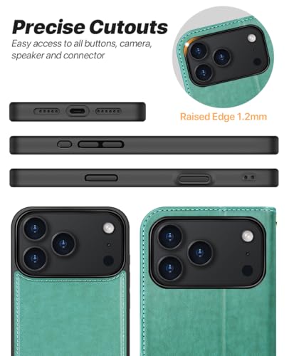 OCASE for iPhone 17 Pro Max Detachable Wallet Case with Card Holder, 2 in 1 PU Leather Flip Folio with RFID Blocking Stand Wrist Strap Shockproof Phone Cover 6.9 Inch 2025, Green - color: Green, size: iPhone 17 Pro Max