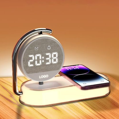 3-in-1 Wireless Charger with Digital Clock Display, 15W Fast Charging Station for Phone and Earbuds, Multi-Protection Charging Stand with 3-Level Night Light and Alarm Function, W001 White. - color: Multi Functional Alarm Clock W001 White
