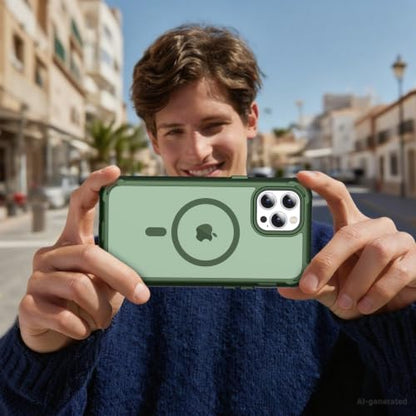 jaroco Magnetic for iPhone 12 Pro Max Case Heavy Duty Protection Army Green | Compatible with MagSafe,Military Grade Drop Protection,Translucent Matte,Non-Slip,Shockproof 2-Layer Durable Bumper Case - color: Army Green, size: iPhone 12 Pro Max