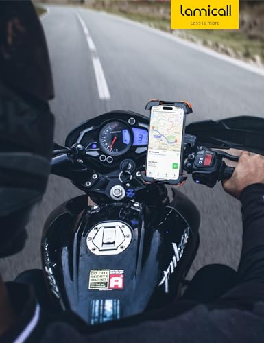 Lamicall Motorcycle Phone Mount Holder with Dual Vibration Dampener - color: Orange