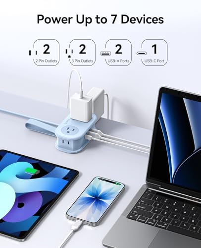 ORICO Travel Power Strip PD20W with 4 AC Outlets 3 USB Ports (1 USB-C) - color: Blue