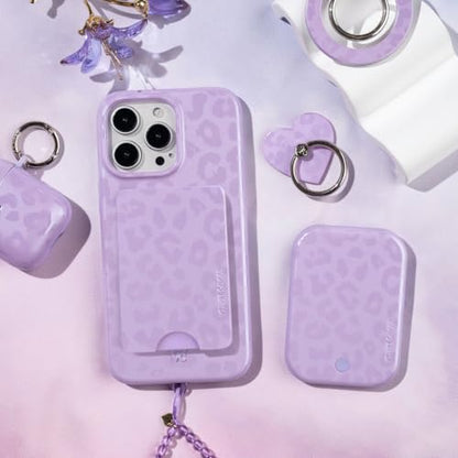 VELVET CAVIAR compatible with MagSafe Wallet - Magnetic Card Holder Wallet for iPhone 12/13/14/15 (Lilac Purple Leopard) - color: Lilac Purple Leopard