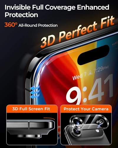 TOP 9H+ Glass 2+2 Packs for iPhone 17 Screen Protector with Lens Protector - size: iPhone 17