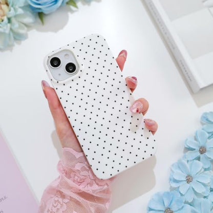 Polka dots case for iPhone 13/14 White | Polka dots，Full Protection Soft TPU，will not peel, fade or rub off ，Kawaii Cute Phone Case for Women Girls - color: Imd Polka Dots White