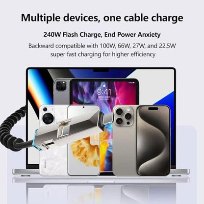 Invisible Stand Charging Cable，Fast Charging Cable，Built-in Phone Support Fast Charging Cord for Gaming Office Travel (2, 4-1) - size: 4-1