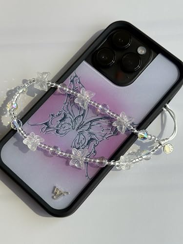Drawwind Phone Charm Beaded Wristlet Strap Universal Cell Phone Lanyard Cute Bracelet Wrist Strap Beaded Chain String Handmade Accessories for Case Camera Bags (Multi Butterfly) - color: Multi Butterfly