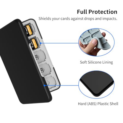 Memory Card Case with 40 Card Slots for SD and Micro SD Cards - color: Black
